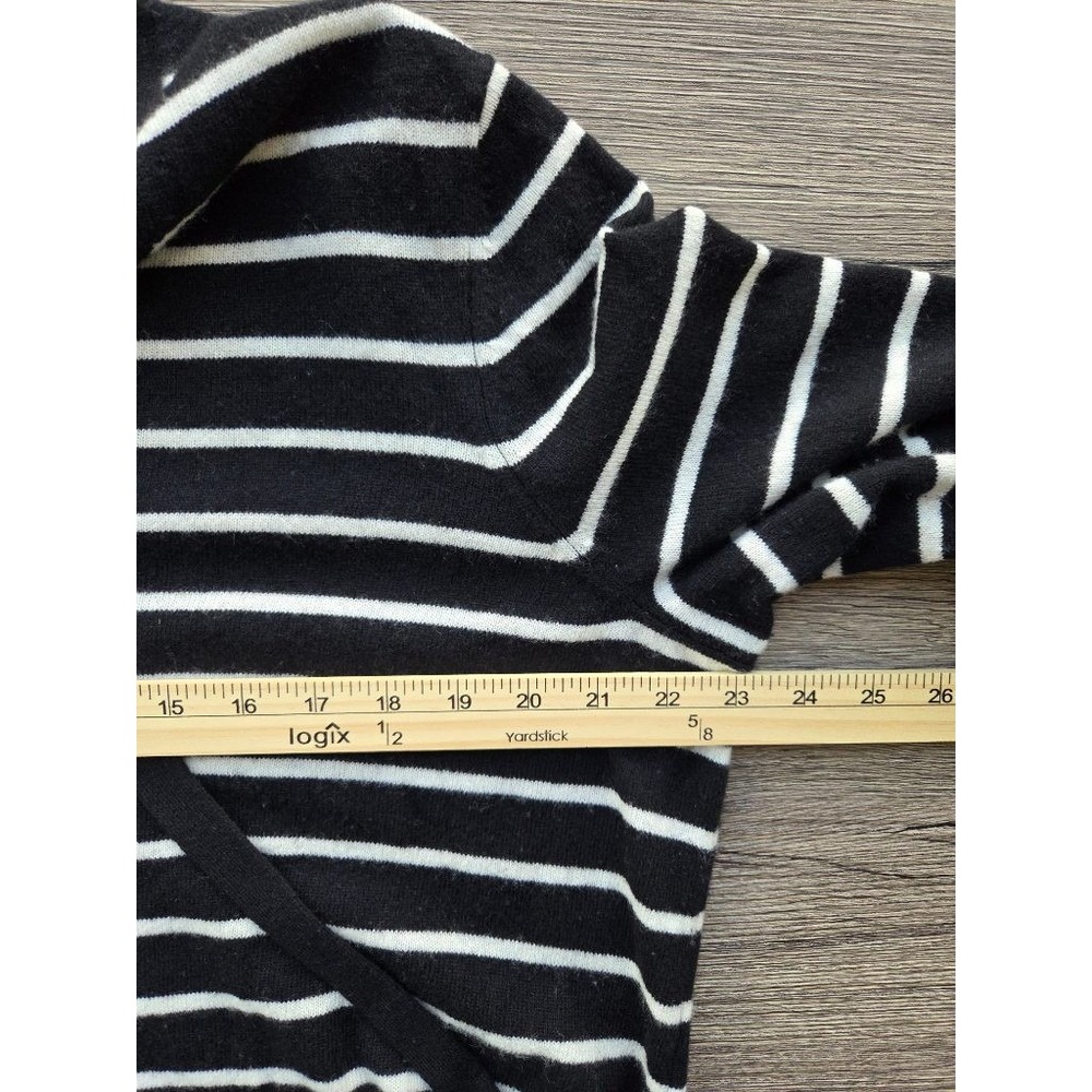 Lands' End 100% Cashmere Sweater Womens 1X Striped Faux Wrap Old Money Nautical - Picture 8 of 10